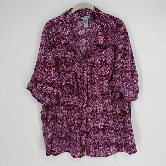 Catherines top womens 3xwp pink short sleeve plus size spring summer work office - Picture 1 of 4